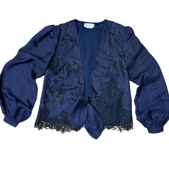 Lovers + Friends Open Front Cropped Blouse With Tie - Picture 3 of 9